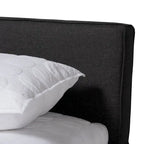 Letto matrimoniale Rikke moderno con piattaforma e cassetti – 2 cassetti nella pediera, grigio e noce bicolore