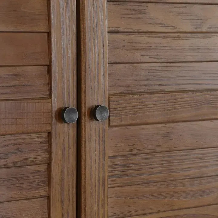 Armadio a 3 ante in legno massello di pino con 2 cassetti, asta appendiabiti e ripiani regolabili – Bianco spazzolato, Grigio o Effetto legno invecchiato