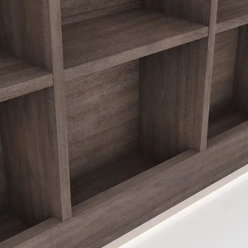 Testata libreria a 6 scomparti in stile transizionale per letti singoli e matrimoniali – Finitura noce o rovere bianco
