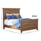 Letto a pannelli Taos Canyon Brown – Pino massiccio, inserti in metallo borchiato, pediera con contenitore opzionale, 600 libbre, Queen o King