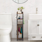 Colonna bagno alta con portarotolo integrato – 3 ripiani aperti, armadietto chiuso, 80 cm di altezza, 4 colori