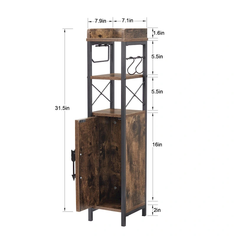 Colonna bagno alta con portarotolo integrato – 3 ripiani aperti, armadietto chiuso, 80 cm di altezza, 4 colori