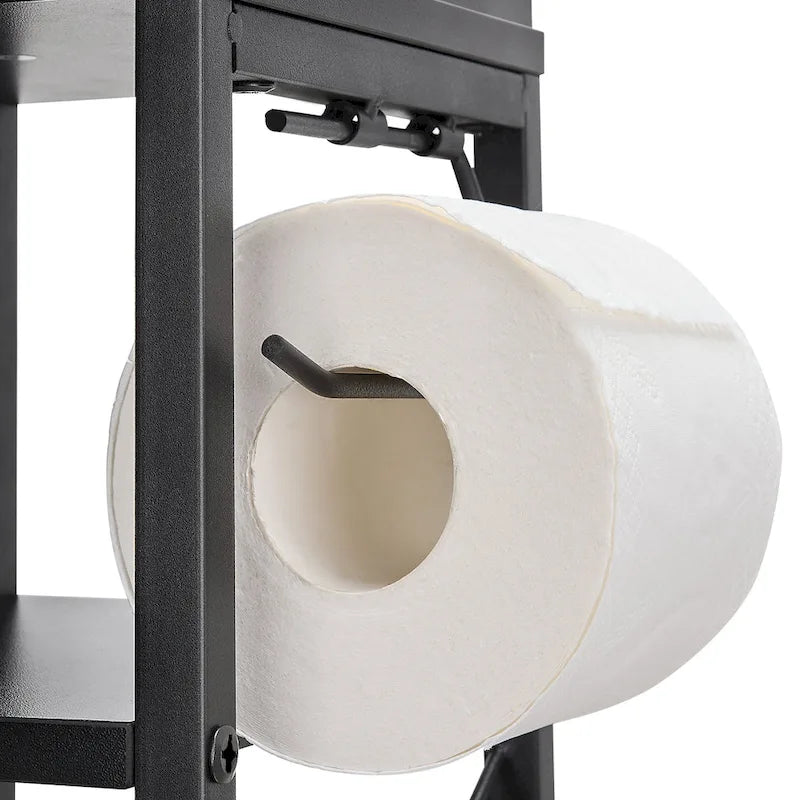 Colonna bagno alta con portarotolo integrato – 3 ripiani aperti, armadietto chiuso, 80 cm di altezza, 4 colori