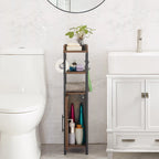 Colonna bagno alta con portarotolo integrato – 3 ripiani aperti, armadietto chiuso, 80 cm di altezza, 4 colori
