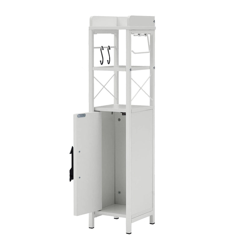 Colonna bagno alta con portarotolo integrato – 3 ripiani aperti, armadietto chiuso, 80 cm di altezza, 4 colori