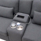 [VIDEO fornito] [Nuovo] 114.2 Divano imbottito con console, 2 portabicchieri e 2 porte USB con ricarica cablata o wireless, Modern Li
