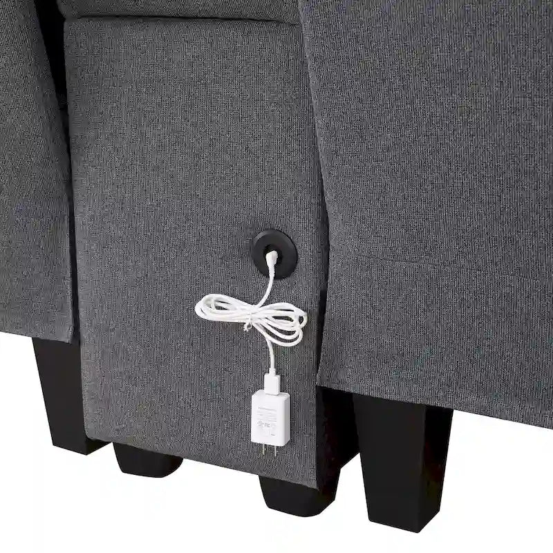 [VIDEO fornito] [Nuovo] 114.2 Divano imbottito con console, 2 portabicchieri e 2 porte USB con ricarica cablata o wireless, Modern Li