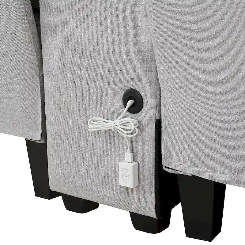 [VIDEO fornito] [Nuovo] 114.2 Divano imbottito con console, 2 portabicchieri e 2 porte USB con ricarica cablata o wireless, Modern Li