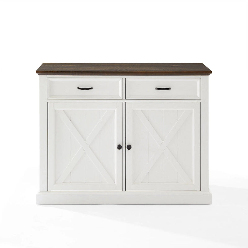 Isola da Cucina in Stile Modern Farmhouse con Cassetti Contenitori e Ripiani Regolabili