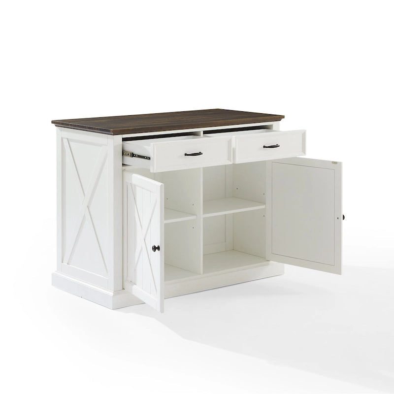 Isola da Cucina in Stile Modern Farmhouse con Cassetti Contenitori e Ripiani Regolabili