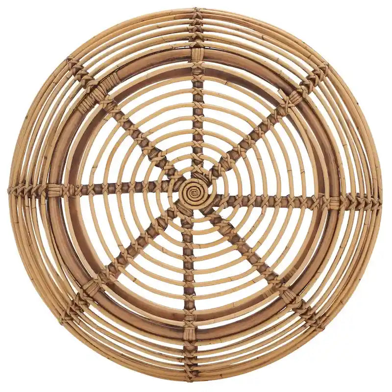 Tavolino da caffè Lockie in rattan rotondo – Scultura a sfera naturale, leggero e portatile, 76 cm L