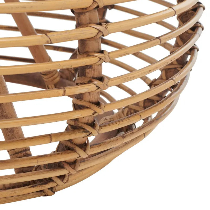 Tavolino da caffè Lockie in rattan rotondo – Scultura a sfera naturale, leggero e portatile, 76 cm L