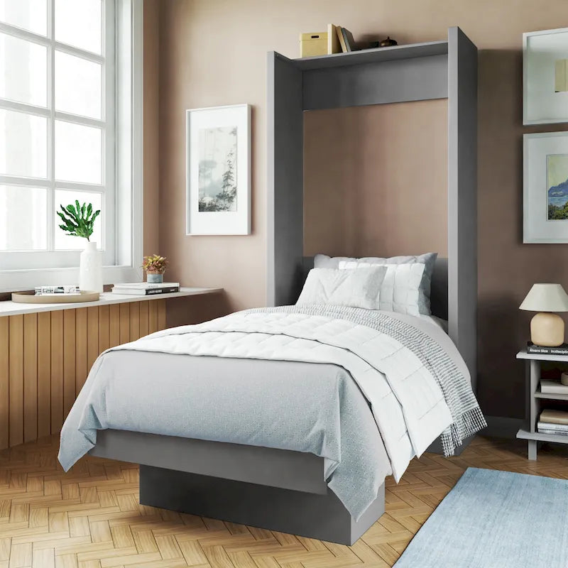 Letto a scomparsa matrimoniale Oakland Living Easy Lift con mensola espositiva – Sistema a doppio pistone, capacità 450 kg, 5 colori