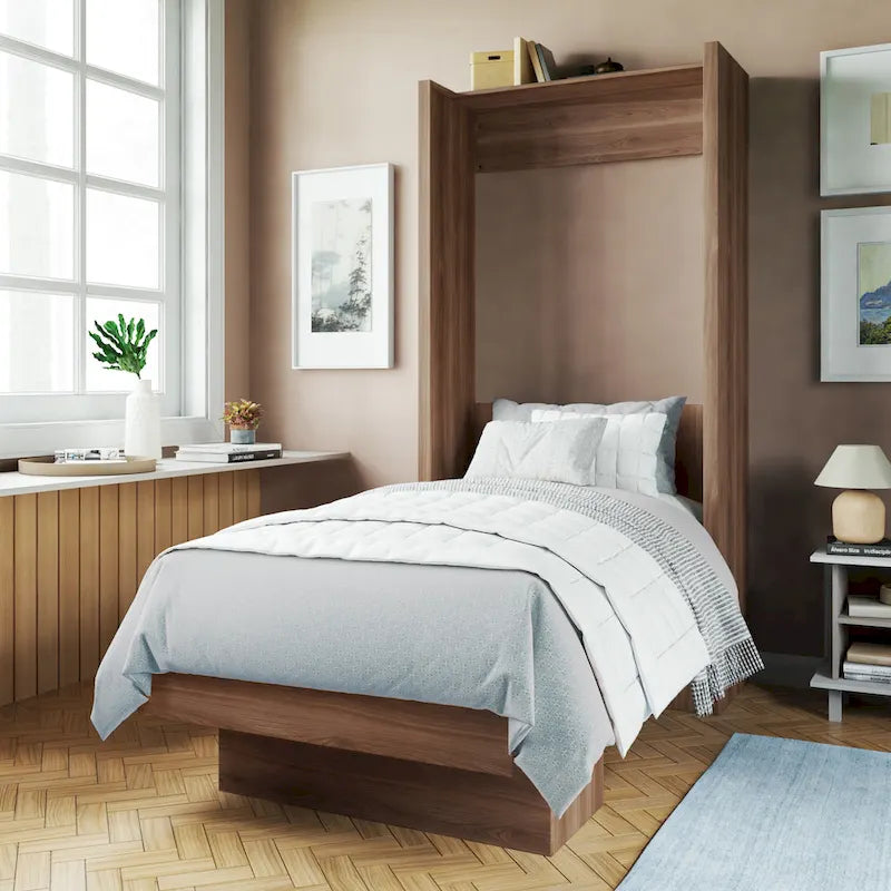 Letto a scomparsa matrimoniale Oakland Living Easy Lift con mensola espositiva – Sistema a doppio pistone, capacità 450 kg, 5 colori