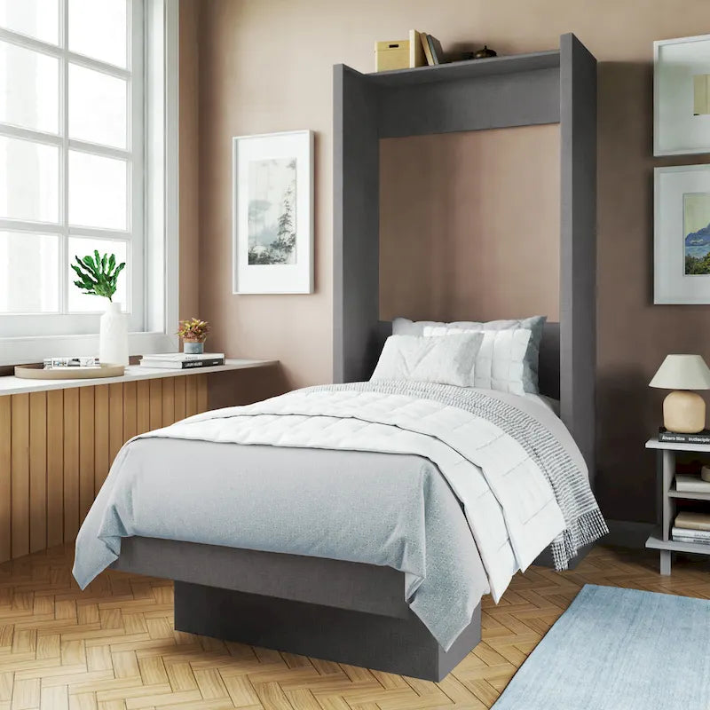 Letto a scomparsa matrimoniale Oakland Living Easy Lift con mensola espositiva – Sistema a doppio pistone, capacità 450 kg, 5 colori