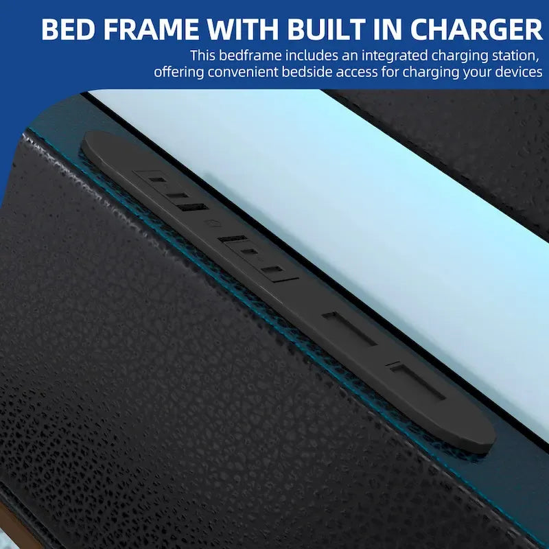 Letto King con luci LED – RGB telecomandato, stazione di ricarica integrata, testiera regolabile a 120°, capacità 500 kg