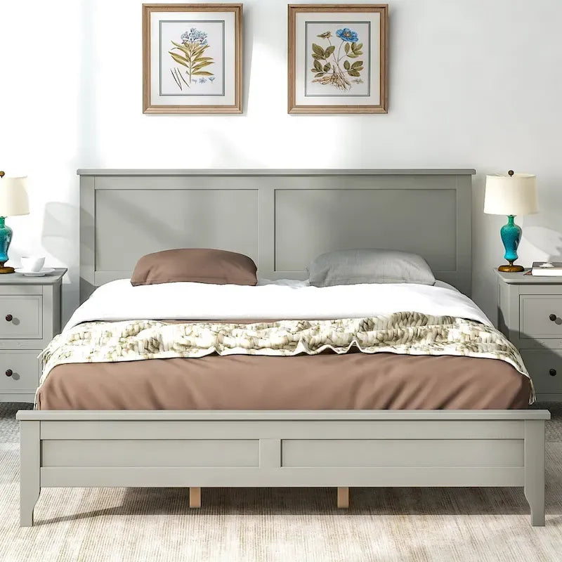 Letto moderno matrimoniale in legno massello di pino – 270 kg di capacità, senza rete a doghe, 10 doghe, 19,8 cm di spazio da terra