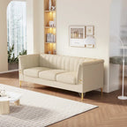 Divano Chesterfield in velluto da 210 cm – Cuscini a molla ad alto rimbalzo, gambe in metallo dorato, borse seduta rimovibili