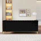 Divano Chesterfield in velluto da 210 cm – Cuscini a molla ad alto rimbalzo, gambe in metallo dorato, borse seduta rimovibili
