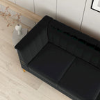 Divano Chesterfield in velluto da 210 cm – Cuscini a molla ad alto rimbalzo, gambe in metallo dorato, borse seduta rimovibili