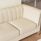 Divano Chesterfield in velluto da 210 cm – Cuscini a molla ad alto rimbalzo, gambe in metallo dorato, borse seduta rimovibili
