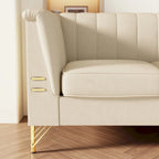 Divano Chesterfield in velluto da 210 cm – Cuscini a molla ad alto rimbalzo, gambe in metallo dorato, borse seduta rimovibili