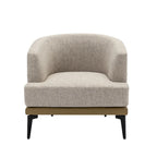 Poltrona moderna a botte bicolore – Lino e pelle PU, schiuma ad alta densità, capacità 150 kg, gambe in metallo