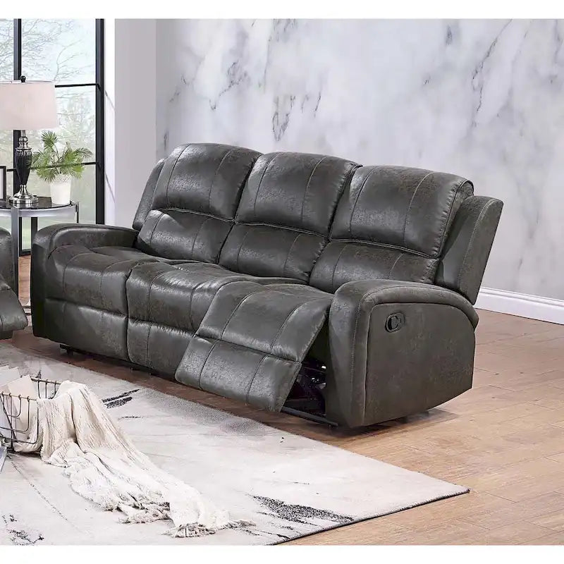 Divano Reclinabile Moderno Poundex – Schienale Trapuntato Orizzontalmente e Verticalmente, Maniglia Reclinabile Laterale, Stile Contemporaneo