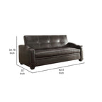 Divano letto convertibile Ferry 83" – Ecopelle marrone capitonné, portabicchieri, schienale abbattibile, 136 kg