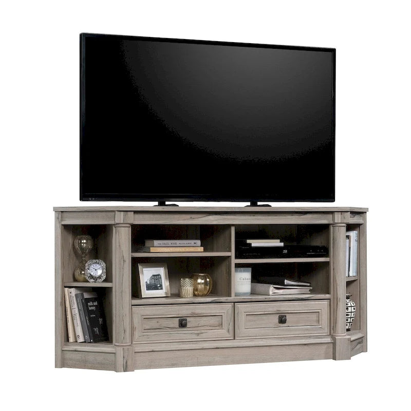 Mobile angolare porta TV e Credenza multimediale Palladia – Adatto a TV fino a 60", finitura Rovere Ghiaccio