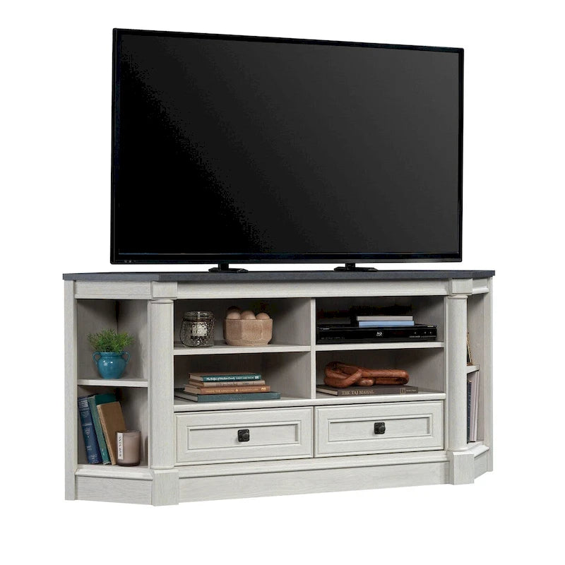 Mobile angolare porta TV e Credenza multimediale Palladia – Adatto a TV fino a 60", finitura Rovere Ghiaccio