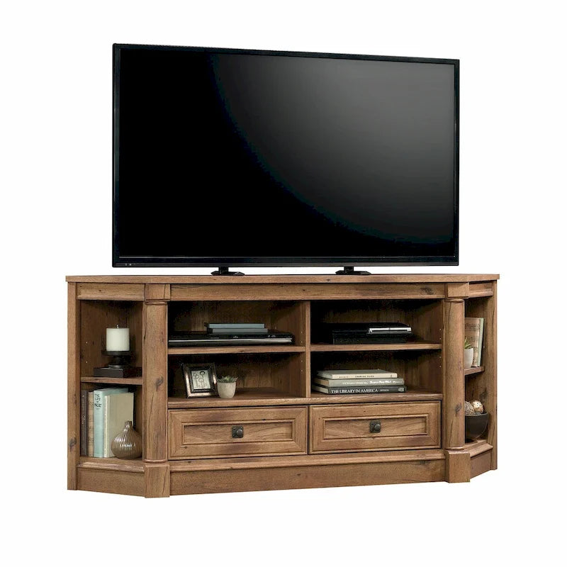 Mobile angolare porta TV e Credenza multimediale Palladia – Adatto a TV fino a 60", finitura Rovere Ghiaccio