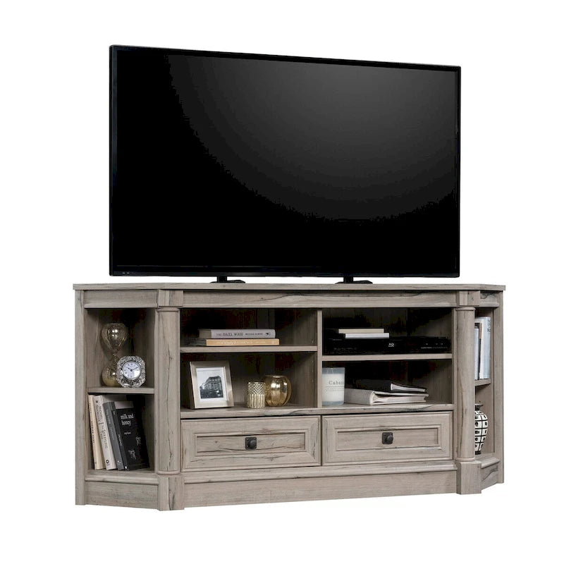 Mobile angolare porta TV e Credenza multimediale Palladia – Adatto a TV fino a 60", finitura Rovere Ghiaccio