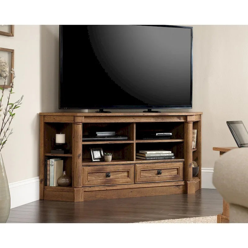 Mobile angolare porta TV e Credenza multimediale Palladia – Adatto a TV fino a 60", finitura Rovere Ghiaccio