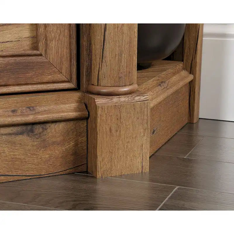 Mobile angolare porta TV e Credenza multimediale Palladia – Adatto a TV fino a 60", finitura Rovere Ghiaccio