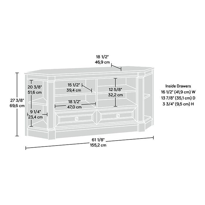 Mobile angolare porta TV e Credenza multimediale Palladia – Adatto a TV fino a 60", finitura Rovere Ghiaccio