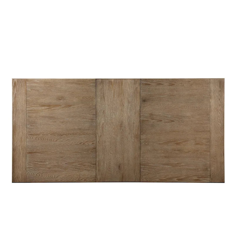 Tavolo da pranzo allungabile in legno massello da 172 cm con base a cavalletto decorata – Stile transizionale, Marrone