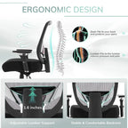Sedia da ufficio ergonomica in rete per persone robuste e alte – 225 kg, braccioli 4D, reclinazione a 135°, certificata SGS e BIFMA
