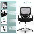 Sedia da ufficio ergonomica in rete per persone robuste e alte – 225 kg, braccioli 4D, reclinazione a 135°, certificata SGS e BIFMA