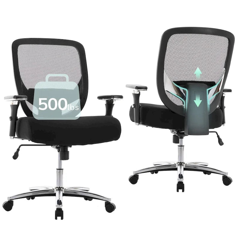 Sedia da ufficio ergonomica in rete per persone robuste e alte – 225 kg, braccioli 4D, reclinazione a 135°, certificata SGS e BIFMA