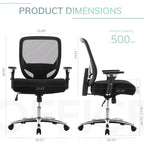 Sedia da ufficio ergonomica in rete per persone robuste e alte – 225 kg, braccioli 4D, reclinazione a 135°, certificata SGS e BIFMA